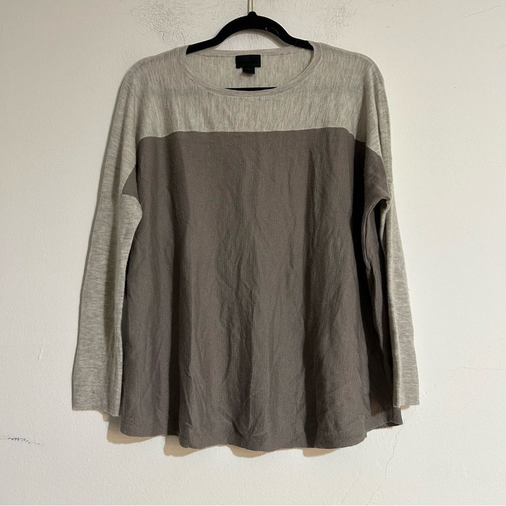 J. Crew Collection Colorblock Italian Cashmere Sweater Size Medium Neutral